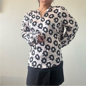 Ted Baker White Cream Long Sleeve Relaxed Blouse